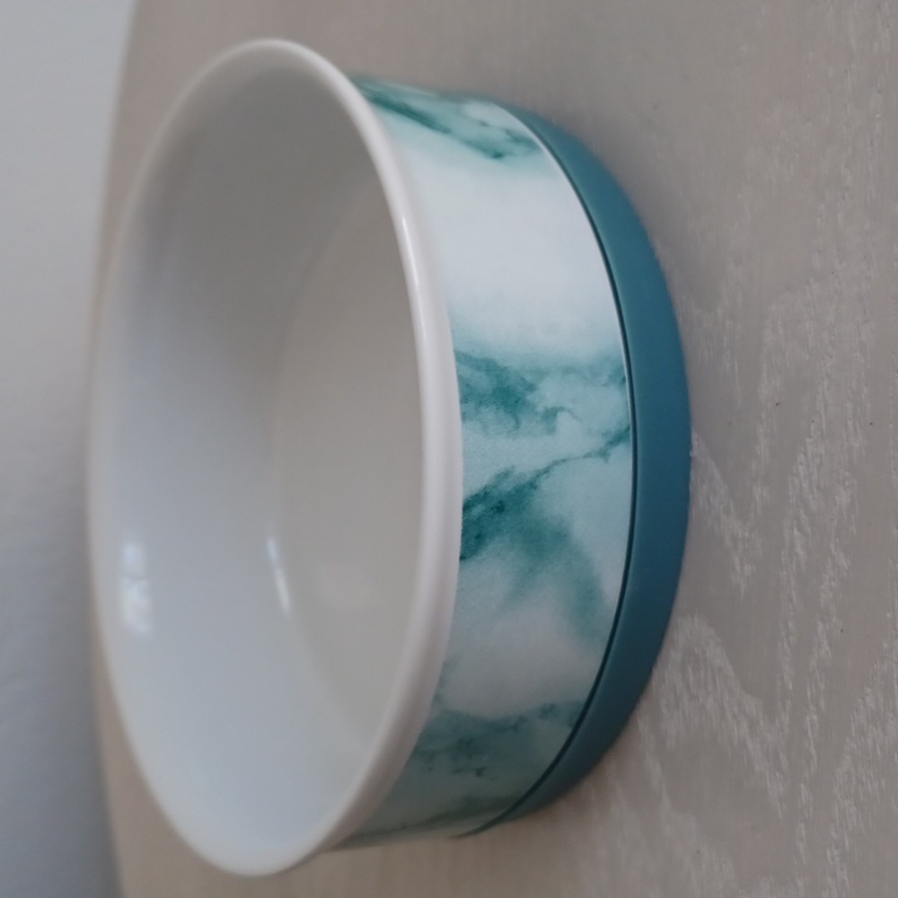 Bone Dry Ceramica NON SKID Marble Design Dog / Cat Bowl In Teal - Picture 5 of 11